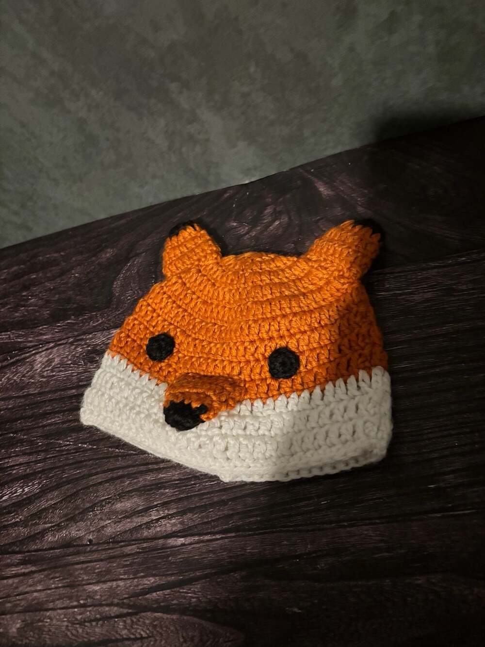 Handmade Crochet Fox Baby Beanie Orange White Newborn
